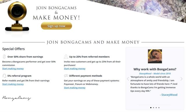 Starting the signup process on BongaCams