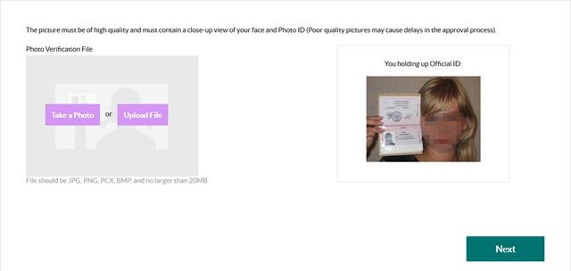 Submit a picture of yourself holding your ID