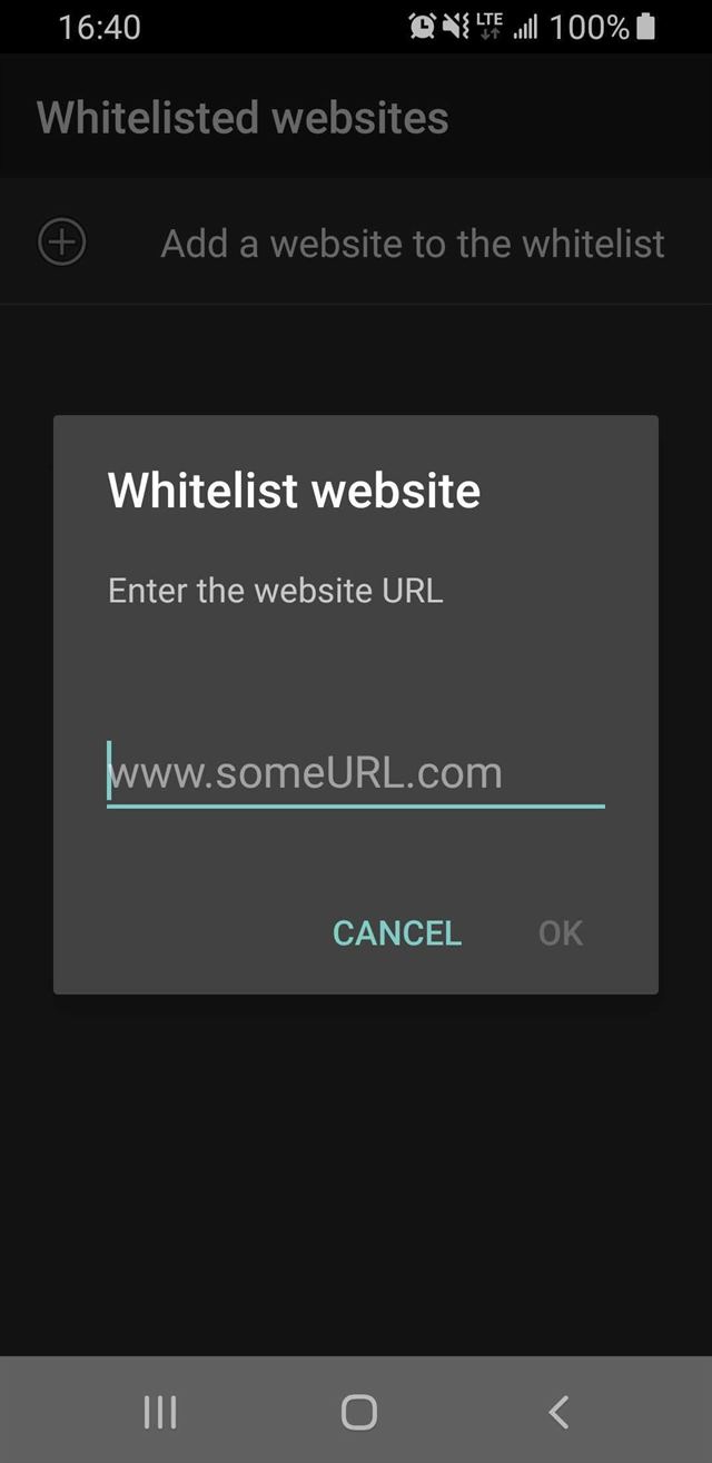 Whitelisting websites on Adblock mobile app
